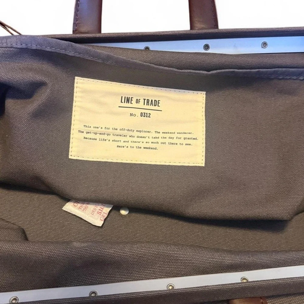 Line of Trade Mens Canvas Weekender Bag Gray Brown Duffel No 0312